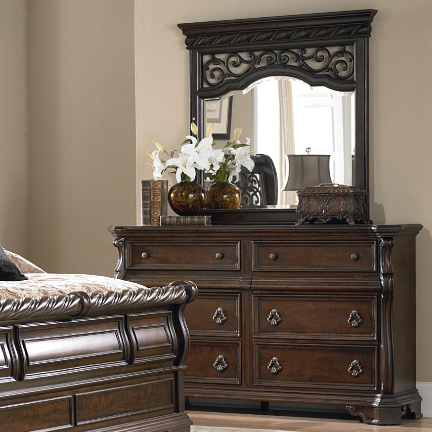 Liberty Furniture Arbor Place LIB575BR31+51 8 Drawer Double Dresser and Landscape Mirror